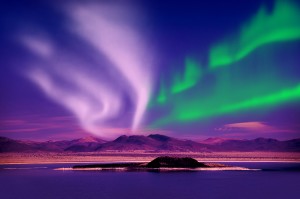 Amazing Northern Lights aurora borealis at night
